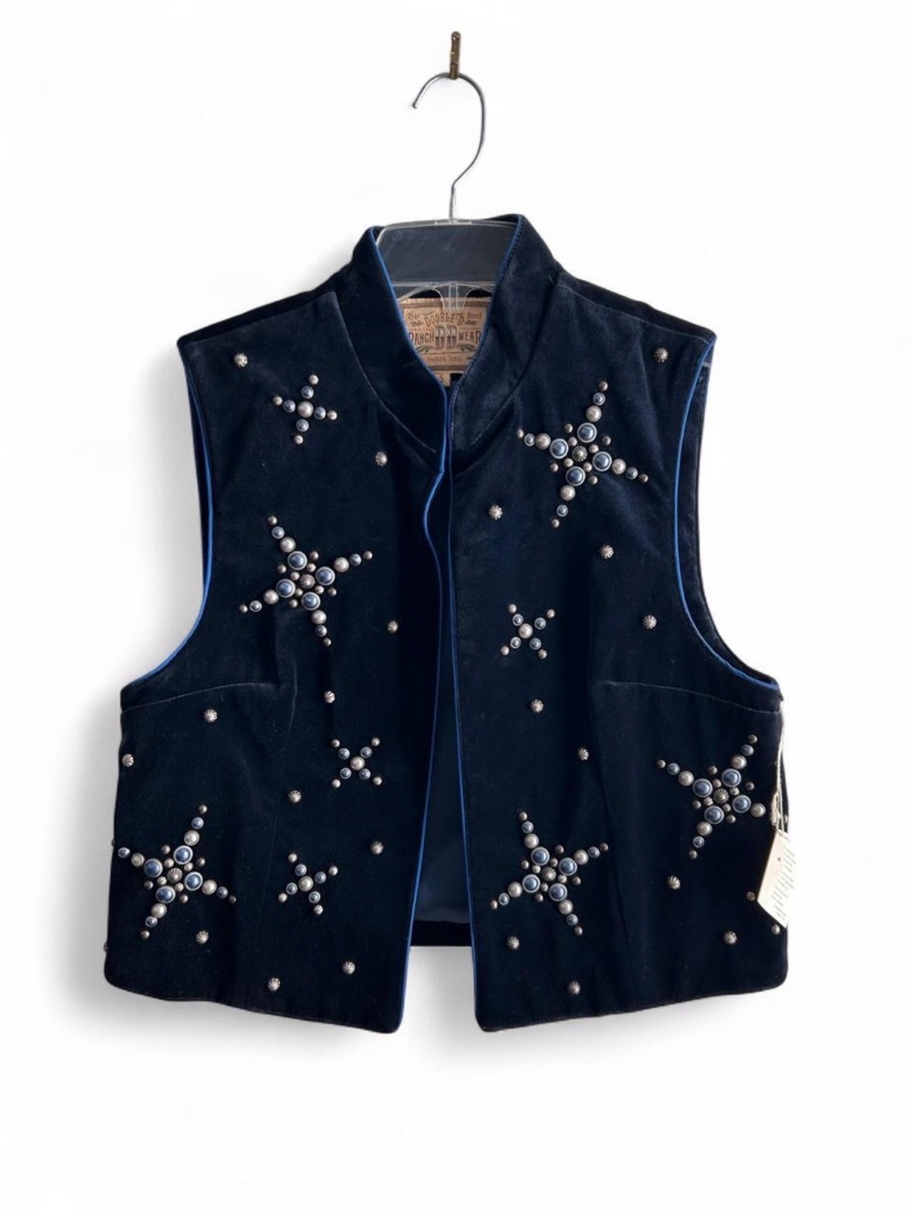 Double D Ranchwear Velvet Western Embellished Vest Size S Starburst Cowgirl NWT